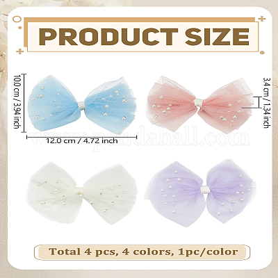 4 шт. 4-х цветные заколки для волос из полиэстера с бантом из кожи аллигатора&nbsp;PHAR-LP0002-38-1