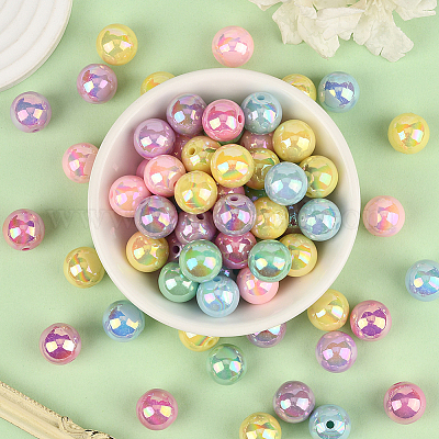 100 шт. Непрозрачные акриловые бусины&nbsp;OACR-PA0001-31C-1