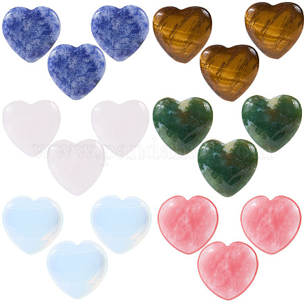 18 шт. 6 стиля драгоценных камней сердечные лечебные камни&nbsp;DJEW-GF0001-77-1