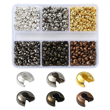 1200 шт. 6-х цветные железные крышки для бусин&nbsp;IFIN-YW0003-72-1