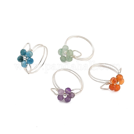 Кольца с натуральным зеленым авантюрином RJEW-TA00161-01-1