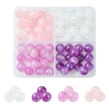 64шт 4 цвета круглые бусины из смолы с имитацией кошачьего глаза RESI-FS0001-66B-1