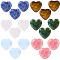 18Pcs 6 Styles Gemstone Heart Healing Stones, Pocket Palm Stones for Reiki Ealancing, Opalite & Cherry Quartz Glass & Natural Indian Agate & Blue Spot Jasper & Rose Quartz & Tiger Eye, 19.5~20x20~21x6~6.5mm, 3pcs/style