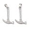 Brass Micro Pave Clear Cubic Zirconia Pendants, Hammer Charms, Platinum, 21.5x14.5x2mm, Hole: 4.5x2.5mm