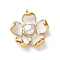 304 Stainless Steel Enamel Pendants, with Plastic Imitation Pearl Beads, Flower Charm, Golden, White, 32x29x10mm, Hole: 2.5mm