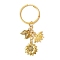 Sunflower & Bee Alloy Keychains, with Iron Split Key Rings, Golden, 79mm