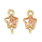 Brass Pave Cubic Zirconia Star Connector Charms, Golden, Rack Plating, Cadmium Free & Lead Free, Long-Lasting Plated, Dark Salmon, 11x6x3mm, Hole: 1.5mm and 1.6mm