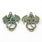 Zinc Alloy Dragon Pendants, Cadmium Free & Nickel Free & Lead Free, Antique Bronze & Green Patina, 35x27x2mm, Hole: 2.5mm