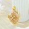 Brass Micro Pave Clear Cubic Zirconia Locket Pendants, with Enamel, Oval with Flower, Golden, 22x17x9.5mm, Hole: 5x2mm, Inner Diameter: 17x12mm