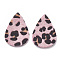 Imitation Leather Big Pendants, with Faux Fur, teardrop, Pink, 55x36x1mm, Hole: 1mm