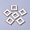 Poplar Wood Linking Rings, Square, Floral White, 20x20x2.5mm, Inner Diameter: 10x10mm