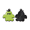 Halloween Theme Rack Plating Alloy Enamel Pendants, Ghost Charms, Electrophoresis Black, 31.5x28.5x2mm, Hole: 2mm