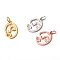 Brass Pendants, with Jump Rings, Long-Lasting Plated, Abstract Face, Mixed Color, 15x10x1mm, Jump Ring: 5x0.7mm, Inner Diameter: 3.6mm