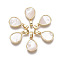 Brass Charms, with Freshwater Shell, Nickel Free, Real 18k Gold Plated, Teardrop, Seashell Color, 14x10x3mm, Hole: 2x4mm