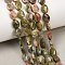 Natural Unakite Beads Strands, Faceted, Flat Oval, 8x6x3mm, Hole: 0.7~0.8mm, about 46~47pcs/strand, 14.96~15.16''(38~38.5cm)