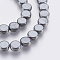 Non-magnetic Synthetic Hematite Bead Strand, Grade AA, Flat Round, Original Color, 6~6.5x2.5~3mm, Hole: 1mm, about 66pcs/strand, 15.86 inch(40.3cm)