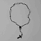 PVC Rosary Bead Necklaces, Cross Pendant Necklace for Women, Black, 17.52 inch(44.5cm)