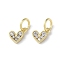 Rack Plating Brass Micro Pave Cubic Zirconia Pendants, Cadmium Free & Lead Free, Long-Lasting Plated, Heart, Real 18K Gold Plated, 6x7x1.5mm, Hole: 3.2mm