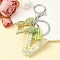 Resin & Acrylic Keychain, with Faux Suede Tassel Pendant & Alloy Findings, Letter V, 9.5cm