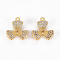 Brass Micro Pave Clear Cubic Zirconia Pendants, Cadmium Free & Nickel Free & Lead Free, Flower, Real 18K Gold Plated, 16x14.5x4mm, Hole: 1.2mm