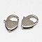 Tarnish Resistant 304 Stainless Steel Lobster Claw Clasps, Heart, Stainless Steel Color, 16x11.5x3mm, Hole: 1mm
