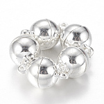 Латунные магнитные застежки с петлями, круглые, серебряные, 16x10 мм, отверстие : 1.5 мм