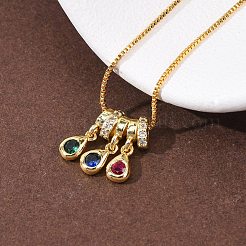 Латунный подвес с разноцветными кубическими цирконами&nbsp;NJEW-D348-03D-G