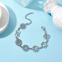 Браслеты с подвесками из сплава на тему чакры&nbsp;BJEW-JB11096