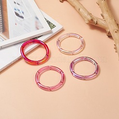 4шт 4 цвета акриловые изогнутые трубчатые стрейч-браслеты набор для женщин&nbsp;BJEW-JB09305-01