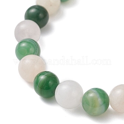 Браслеты из круглых бусин из натурального полосатого агата/полосчатого агата и розового авантюрина&nbsp;BJEW-JB12651