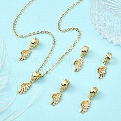 6 шт. латунные европейские подвески с микропаве из прозрачного кубического циркония&nbsp;KK-CJ0002-75