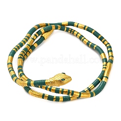 Ожерелья-чокеры со змеиным принтом из сплава зеленого цвета со стразами для женщин&nbsp;LS-NJEW-Z087-02G