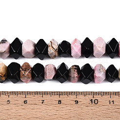 Нити из натуральных бусин обсидиана и родонита&nbsp;G-N358-01A-04