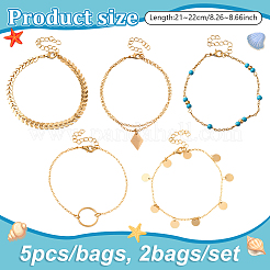 2 упаковка 10 шт. браслеты на ногу из железа&nbsp;BJEW-HY0002-66