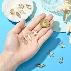 12 шт. 6 стиля латунные подвески-соединители из натуральной белой ракушки&nbsp;KK-CJ0003-65