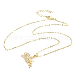 День матери латунные микропаве прозрачные кубические цирконии подвески ожерелья для женщин&nbsp;LS-NJEW-Q021-01A-G