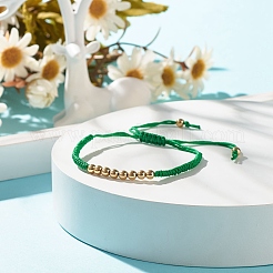 Браслет из круглых плетеных бусин из синтетического гематита&nbsp;BJEW-JB07853