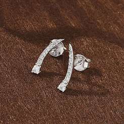 925 серьги-гвоздики из стерлингового серебра с прозрачным кубическим цирконием&nbsp;EJEW-Q032-01E-P