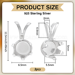 3 шт. 925 подвески из стерлингового серебра с кабошонами&nbsp;STER-BC0003-73P
