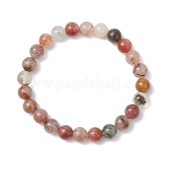 Натуральные многоцветные эластичные браслеты из бусин рутилового кварца для женщин.&nbsp;BJEW-JB13465