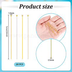 20 шт. 925 булавки с головкой из стерлингового серебра&nbsp;STER-PH0003-20