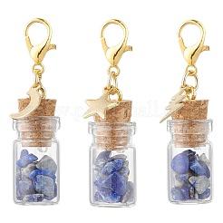 Кулон в виде стеклянной бутылки с кристаллами лазурита&nbsp;HJEW-JM03307-03