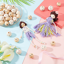 52 шт. 2 вида бусин из натурального дерева&nbsp;WOOD-PH0002-24