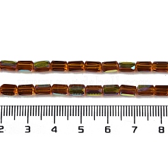 Нити из гальванически покрытых стеклянных бусин в форме шеврона&nbsp;GLAA-Q101-02A-AB01