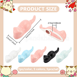 5 шт. 5-цветная керамическая подставка для кистей для каллиграфии в форме кошки&nbsp;AJEW-PH0006-22