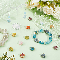 60 шт. 10-х цветные фарфоровые бусины ручной работы для изготовления ожерелий и браслетов&nbsp;PORC-SC0001-24