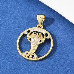 Комплект из латунного кулона и серег-гвоздиков с микропаве из кубических цирконий для женщин&nbsp;SJEW-F227-01F-G