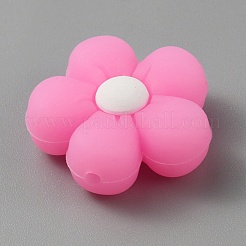 Цветочные светящиеся силиконовые бусины&nbsp;LS-SIL-WH0008-37G