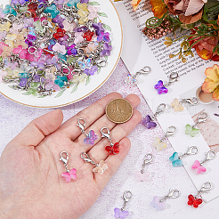 96шт. 12-х цветные стеклянные подвески в виде бабочек&nbsp;HJEW-HS00002