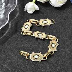 Латунные браслеты-цепочки с микропаве из кубического циркония для женщин&nbsp;BJEW-H639-13G